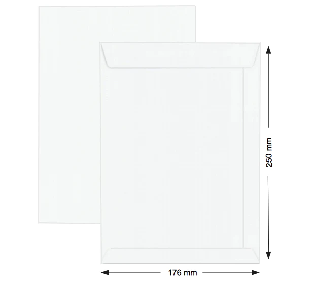 Hispapel White Envelope 176 x 250mm, 10" x 7" 100gsm 250pcs-box