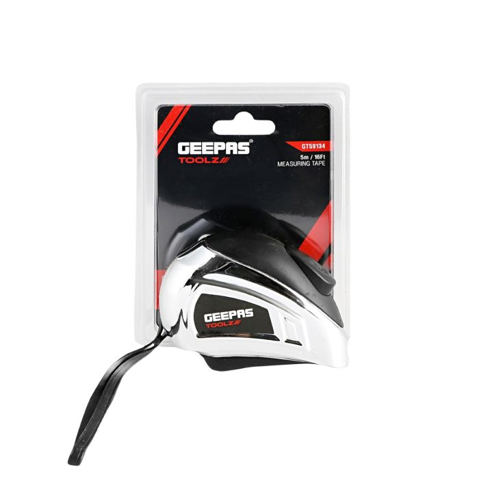 Geepas 5M, 19mm Measuring Tape | Pocket Tape With ABS Construction Plastic Shell |Rubber Coating Makes It Resistant To Abrasion | +-0.2mm Accuracy | British & Metric Graduation