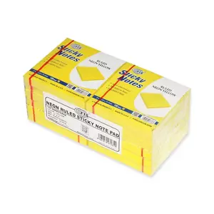 FIS Sticky Note Pad, 3X3 inches, Pack of 12, Ruled Neon Yellow -FSPO3X3RNYL