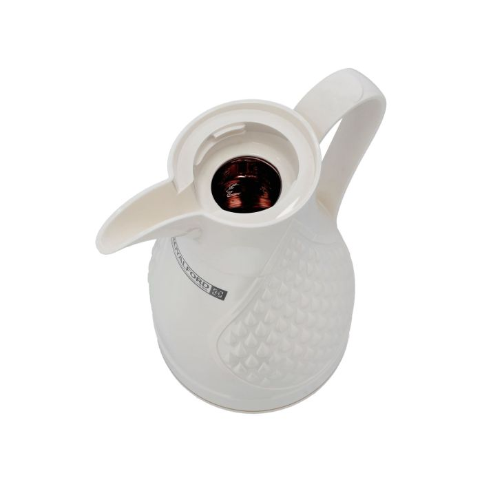 Marwa Double Wall Vacuum Flask, 1L, RF10168 | PP Outer Body, ASBESTOS Free Pink Glass Inner | Portable & Leak-Resistant | Keeps Drink Hot Or Cold For Hours