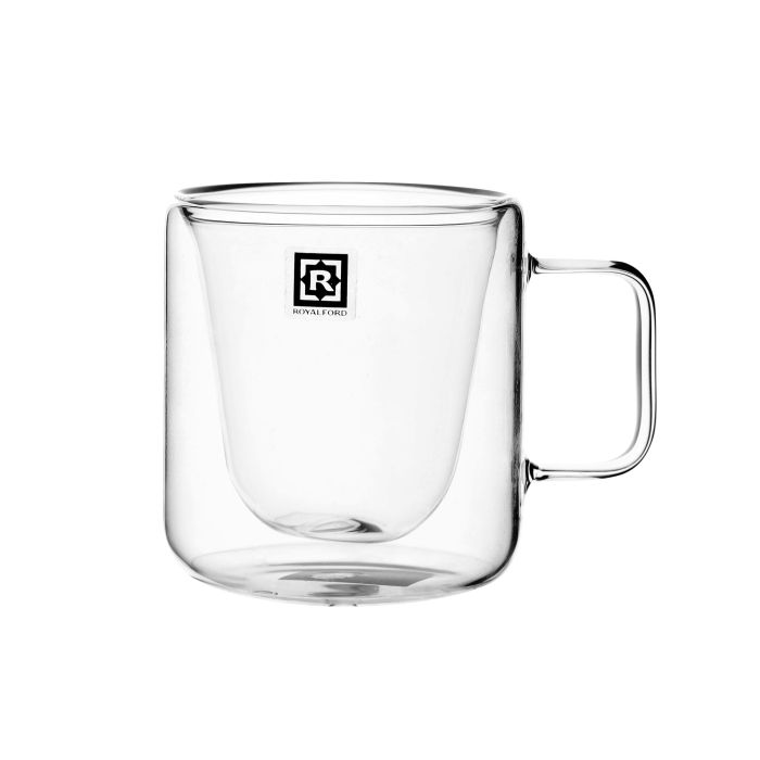 Double Wall Cup Set, 200ml Borosilicate Glass Cup, RF10571 | 2pcs Clear Glass Coffee Cups | Insulated Coffee Glass, Cappuccino Cups, Tea Cups, Latte Cups, Beverage Glasses