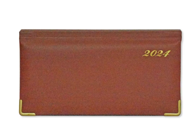 Fis 2024 Golden Slim English Diary Vinyl, 1 Side Padded Brown -FSDI52EG24BR