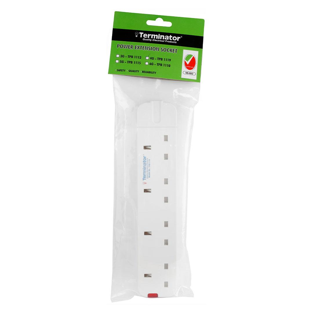 4 Way UK Power Extension Socket Without Cable