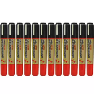 Artline 525T 2in1 Whiteboard Markers 2.0mm-5.0mm, Pack of 12 Pcs, Black/Red Colors, Polyester Fibre Tip - ARMK525TBKRE