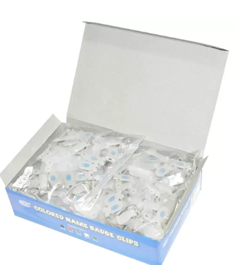 50-Piece FIS Name Badge Clip Grey - FSNAB-02GY