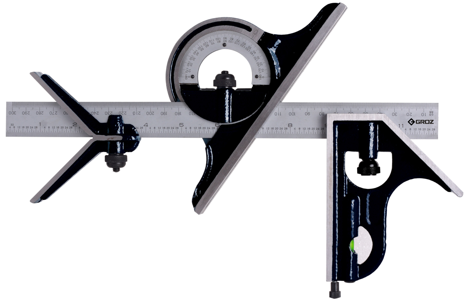 GROZ CSQ/12/4/ST COMBINATION SQUARE SET 4PCS; 12IN/300MM