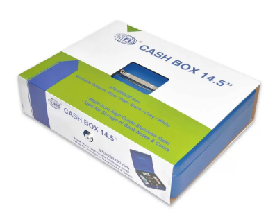 FIS Cash Box, Steel Blue Color with key lock, 370 x 280 x 90 mm, 14.5 inch Lock Size - FSCPTS0001BL