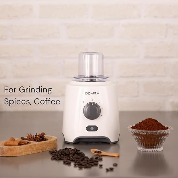 DOMEA 2 In 1 Blender, 1.6L Container Jar, 1 Grinder Jar, 650 W Powerful Motor With 3 Speed Control & Pulse, Stainless Steel Blade, Countertop Food Blender, 2 Year Warranty