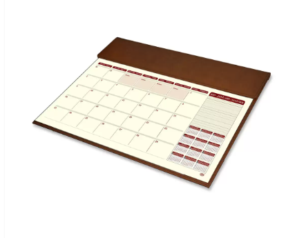 FIS Year Planner 2023 (English/French) Italian PU with Desk Blotter, Brown - FSDKPUBEF23DBR