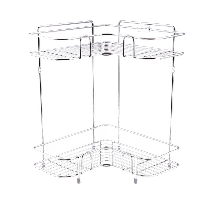 2 Tier Corner Rack - Rust Free Stainless Steel Shower Caddy Rack Bathroom Organizer Corner Shelf | Ideal For Bedroom, Bathroom, Kitchen Or Living Room