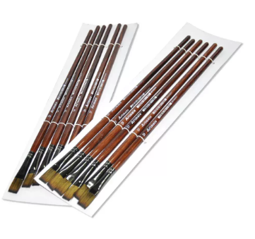 12-Piece Artmate Flat Shape Brush Long Wooden Handle - JIABSX101F-12