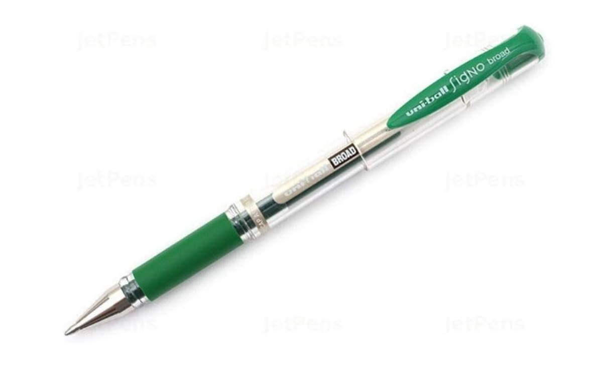 Uni-ball Signo Broad UM153 Gel Pen (Green Ink, Pack of 12)