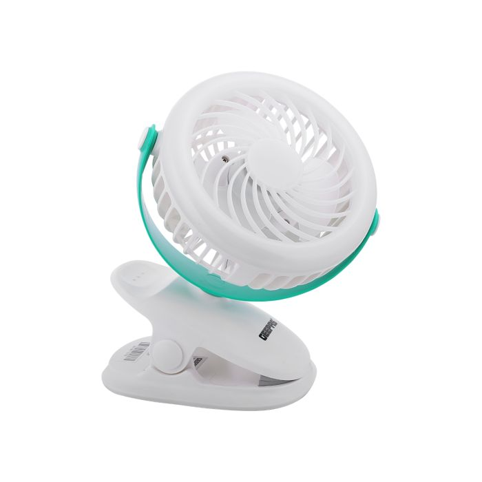 Geepas 2 IN 1 Rechargeable Clip Convertible Table 1200mAh -Top & Clip Fan - Two Quiet Speeds - Ideal For The Home, Office, Dorm & More, Comes With Led Lights | 2 Years Warranty