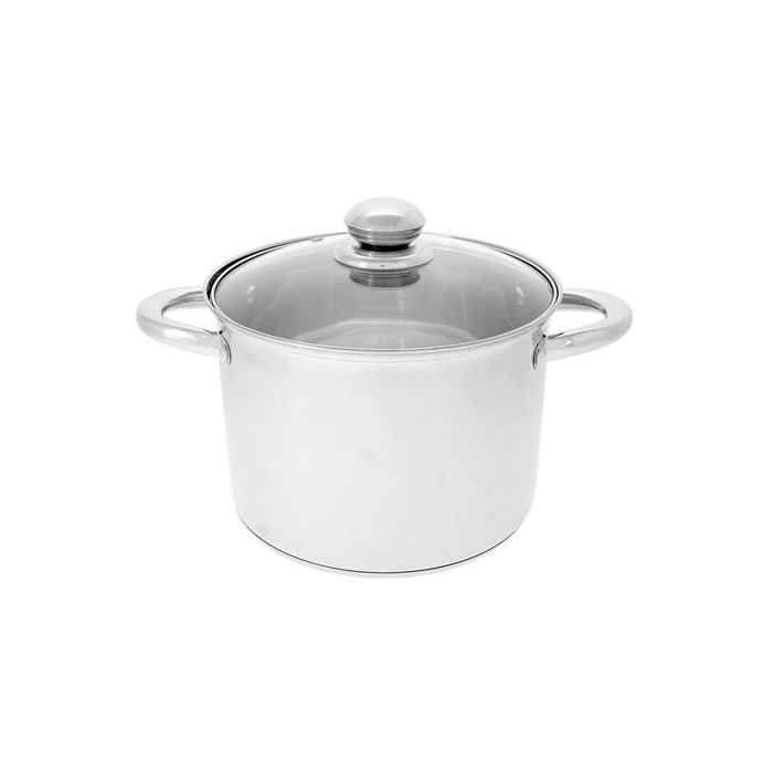10L Stainless Steel Stockpot – Tempered Glass Lid, Induction Bottom, Riveted Handles, Mirror Finish Body, Durable – Safe For All Hob Types