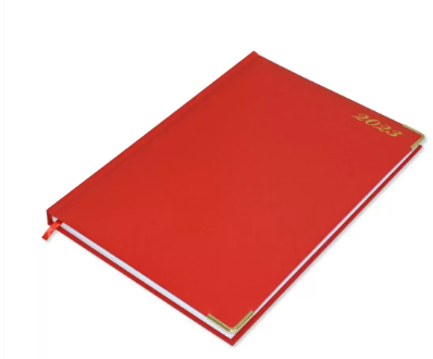 FIS A4 Diary 2023 English (Golden Corners) Red - FSDI42E23RE