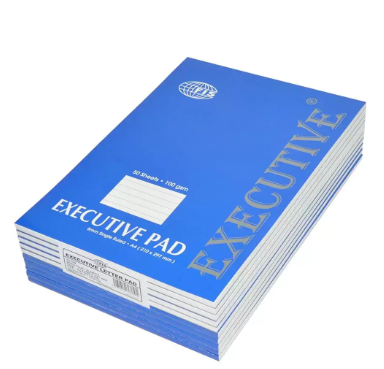 10-Piece FIS Executive Writing Pad, 8 mm Single Ruled, 100 gsm, A4 Size (50 Sheets x 10 Pcs) - FSPDEXA4SL