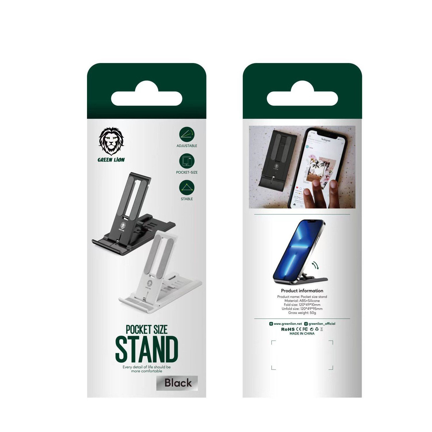 Green Pocket Size Stand - White