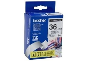 Brother P-touch 36mm TZ-261 Laminated Tape, 8 m, Black on White