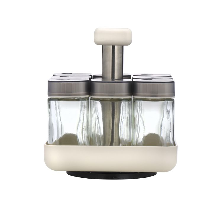 Spice Rack Set, 8 Jars With Revolving Stand, RF10520 | 8-In-1 Masala Rack Set/ Condiment Set/ Spice Container | Store Spices, Salt, Sugar, Coffee Powder, Etc