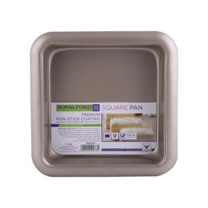 Royalford Steel 8 Inch Square Cake Pan - Aluminium - Beige