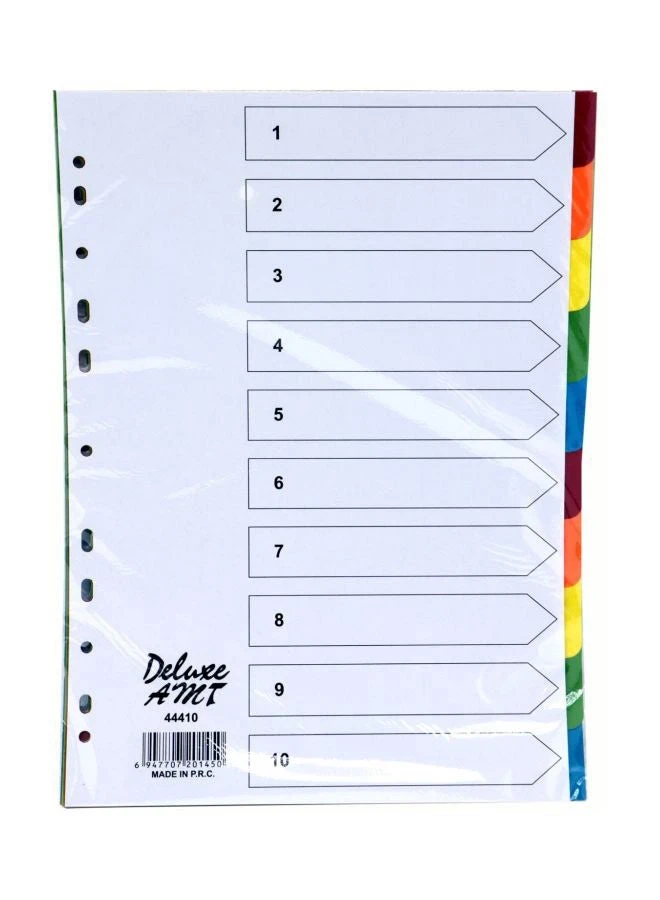 Deluxe 10-Piece A4 Paper Divider Multicolour