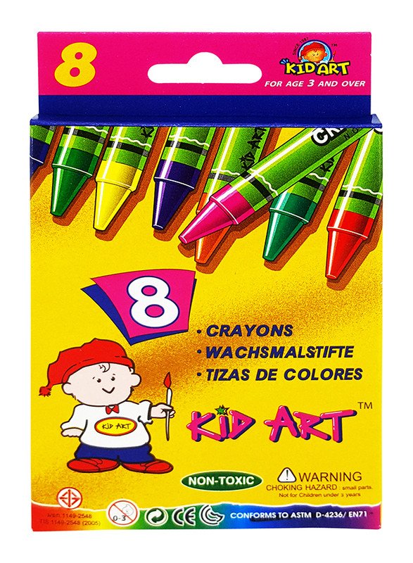 Kid Art Crayons 8, Colours, R008-DI, Multicolour