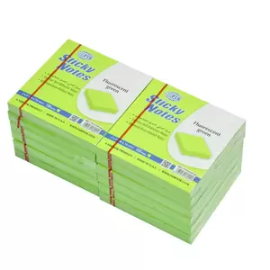 FIS Sticky Note, Fluorescent Green Colours, Size 3 x 3 Inch, 100 Sheets, Quantity per Pack 12 - FSPO33FGR