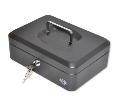 FIS Cash Box with Key 10 Inch, Matt Finish Black Color - FSCPTS0025BK