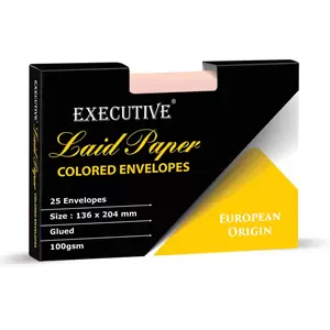FIS Laid Paper Envelopes Glued, Pack of 25 Pcs. Pink Color, 136 x 204 mm Size, 100 GSM - FSEE1024GPIB25
