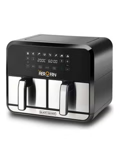 Digital Dual Zone Air Fryer, 1700W 4L+4L Capacity With Rapid Hot Air Circulation For Frying, Grilling, Broiling, Roasting, and Baking, 8 L 1700 W DZAF1700-B5 Black/,Silver