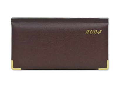 Fis 2024 Golden Slim English Diary Vinyl, 1 Side Padded Chocolate -FSDI52EG24CH