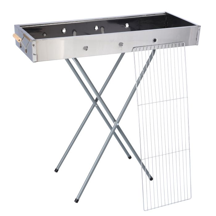 Barbecue Stand With Grill, RF10366 - Durable Stainless Construction, Foldable And Portable Outdoor Charcoal BBQ, Larger Grilling Area