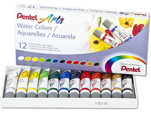 Pentel WFRS Water Colors, Assorted (Set of 12)