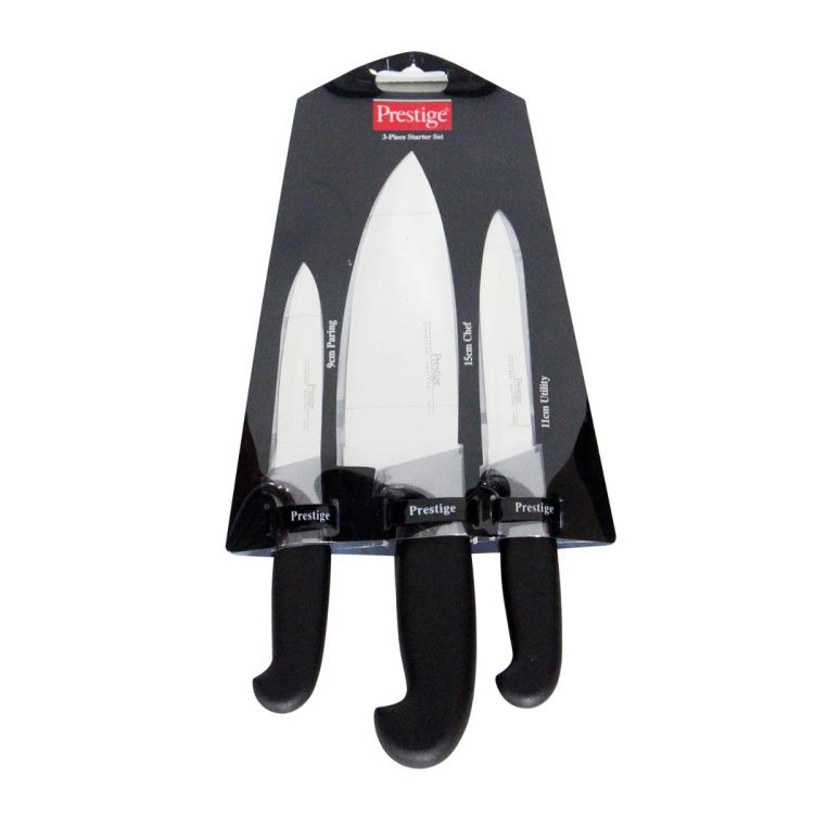 Prestige 3 Pieces Basic Knife Set - Stainless Steel - Black