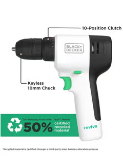 Reviva Cordless Drill, Kit 12V with 80 PC, Accessories White,/Green REVDD12A80-GB,
