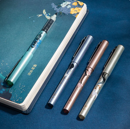 4PCS/BOX Deli S852 straight liquid ball pen Summer palace series gel pen roller ball pen gel pen 0.5mm ball pen Gift box set