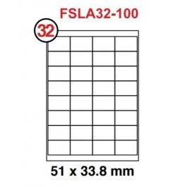 FIS Multipurpose Laser Labels, Colour White, Size 51X33.8, (32 Sticker x 100 Sheet) A4 Size, E.U. Origin Material - FSLA32-100