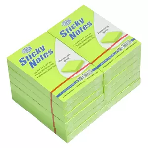 FIS Sticky Note, Fluorescent Green Colours, Size 3 x 2 Inch, 100 Sheets, Quantity per Pack 12 - FSPO32FGR