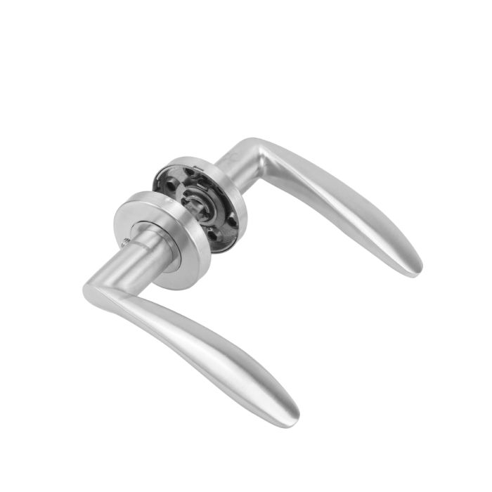 Geepas Mortise Rosette Solid Lever Handle - Door Handles | Firm Grasp | Rotate Door Lock | Interior | Satin Nickel Finish | 304 Stainless Steel | Premium Quality For All Internal Doors