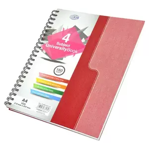 FIS Spiral Hard Cover University Books, 160 Sheets, 4 Subject, A4 Size - FSUB4SA41412