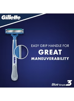 Pack Of 4 Simple3 Disposable Razors Blue