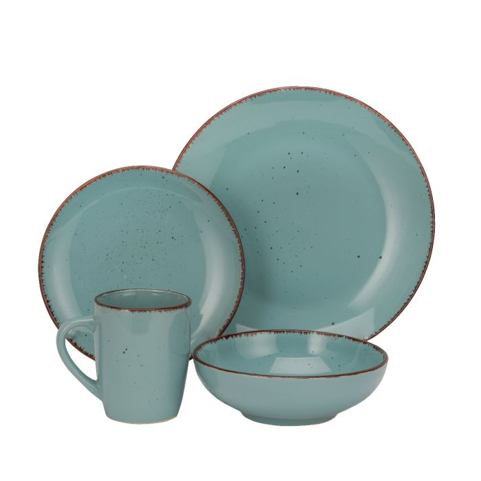 Royalford 16 Piece Stoneware Dinner Set- RF11260| Includes Dinner Plates, Salad Plates, Salad Bowls And Mugs| Dishwasher-Safe, Microwave-Safe And Freezer-Safe| Eco-Friendly And Food-Grade| Blue