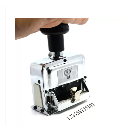 FIS Heavy Duty Numbering Machine 12-Digits with Ink Bottle and 2 dry pads, Automatic, English Chrome color -FSNM12E