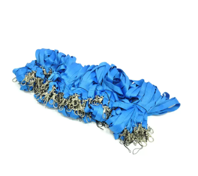 100-Piece FIS Name Badge Lanyard with Metal Clip, 1.30x98cm Size, Blue Color, Flat Shap - FSNAZD001BL