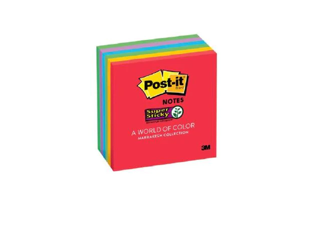 3M Post-it Super Sticky Notes Assorted Ultra Colors, 3 in x 3 in, 6 Pads/Pack