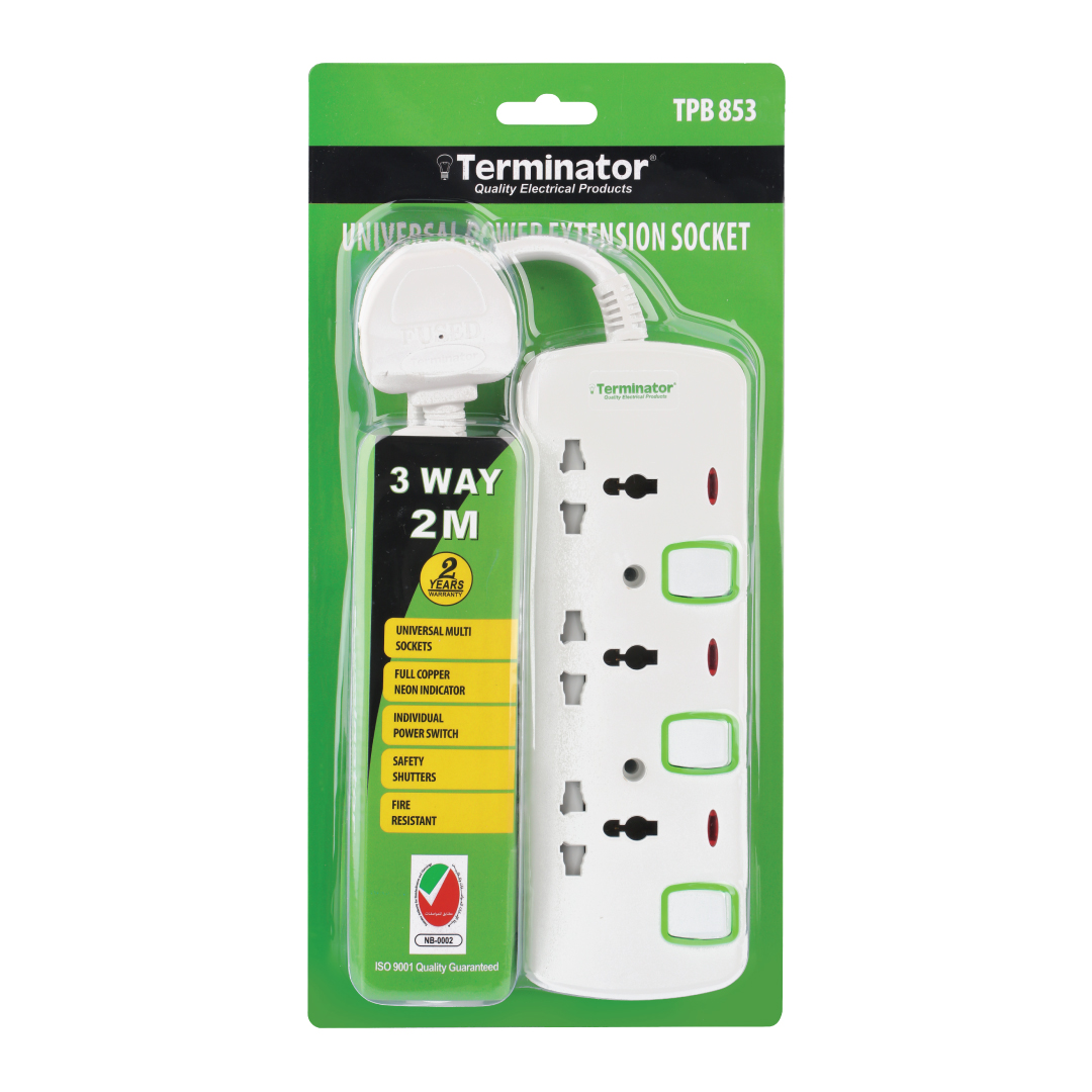 3-Way Universal Power Extension Socket With Individual Switches
