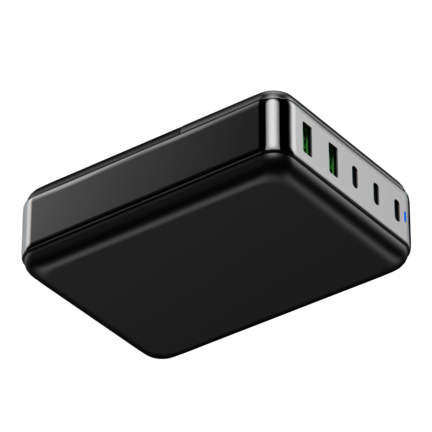 Powerology 200W GaN Smart Terminal With Display (3 PD Port + 2 Q.C Port) - Black