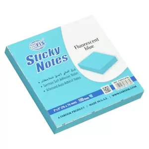 FIS Sticky Note, Fluorescent Blue Colours, Size 3 x 3 Inch, 100 Sheets, Quantity per Pack 12 - FSPO33FBL