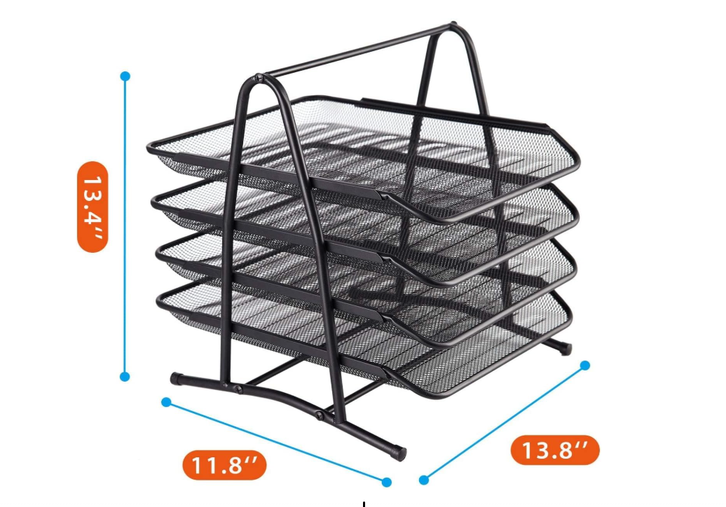 Partner Metal Mesh 4 Tier Document Tray Black