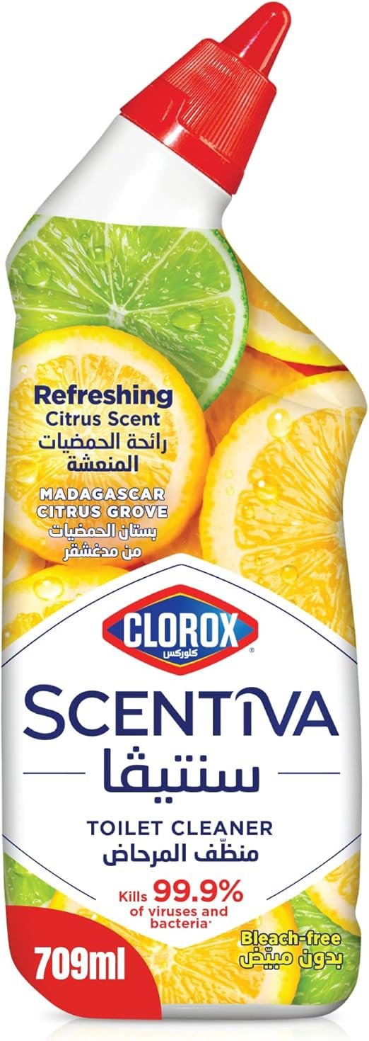 Clorox Scentiva Toilet Cleaner, Madagascar Citrus Grove, Bleach Free Toilet Bowl Cleaner,709ml
